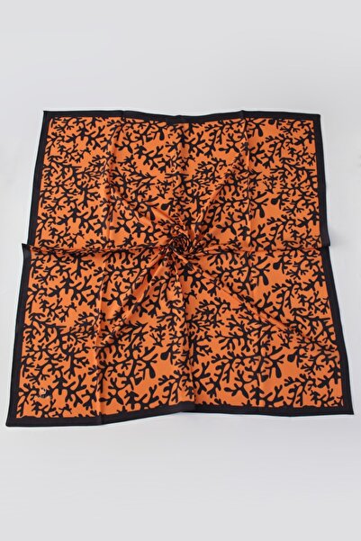 QUM İPEK Кереміт кольоровий візерунковий шарф з крепу