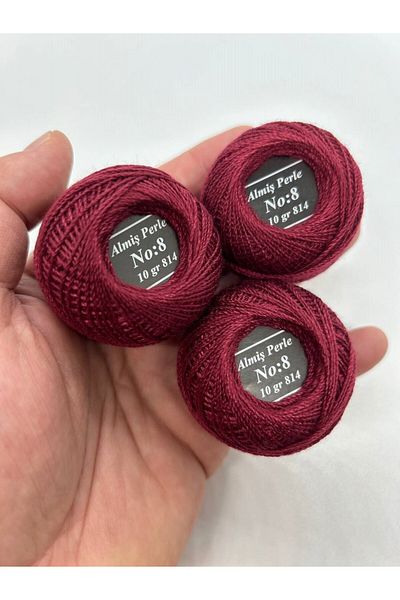 ALMİŞ Almiş Perle Etamin-Cross Stitch 10-Piece Thread Set (10 Gr-No:8) Pink Shades