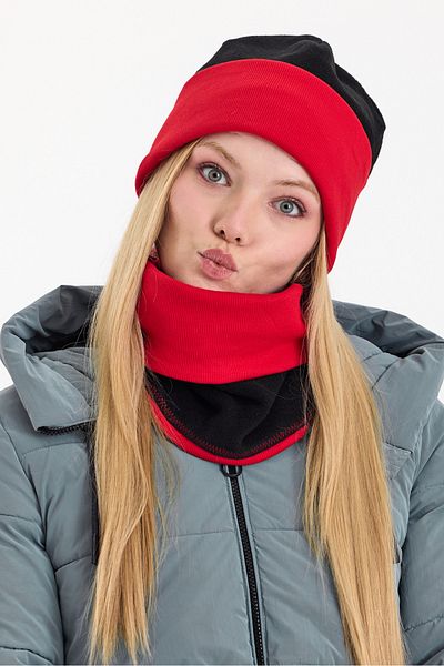 Butikgiz Hünkar Sytle, Double Color Double Layer Foldable Soft Women's Beanie Neck Collar Suit