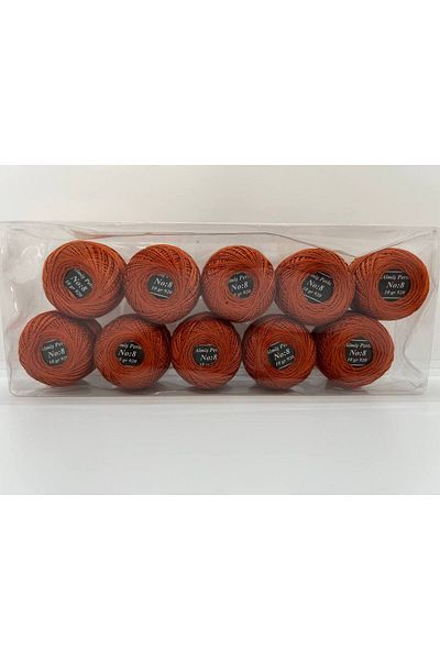 ALMİŞ Alış Perle Etamin-Cross Stitch 10'Lu Thread Set (10 Gr-No:8) Yellow-Red Shades