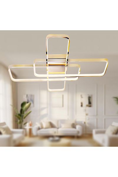 TT AYDINLATMA Tt040-Fsr French Yellow - Led Chandelier, Yellow Light, Plofonyer Finish