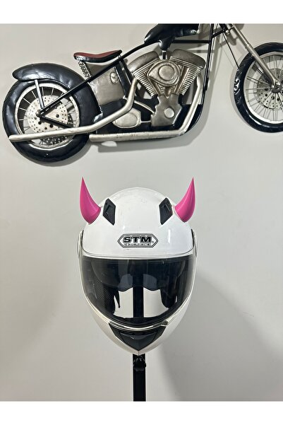 Butik Motor & Motosiklet Pembe Şeytan Boynuzu Kask Dış Aksesuar