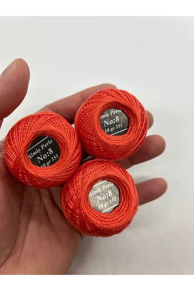 ALMİŞ Alış Perle Etamin-Cross Stitch 10'Lu Thread Set (10 Gr-No:8) Yellow-Red Shades
