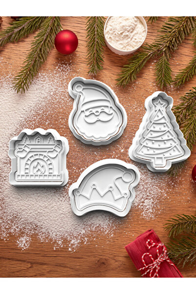 Kirpilab مجموعة من 4 قطع من قوالب الكوكيز مع نمط شجرة عيد الميلاد، سانتا، مدف...