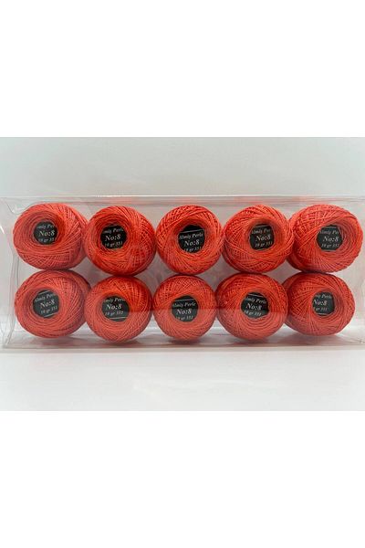 ALMİŞ Alış Perle Etamin-Cross Stitch 10'Lu Thread Set (10 Gr-No:8) Yellow-Red Shades