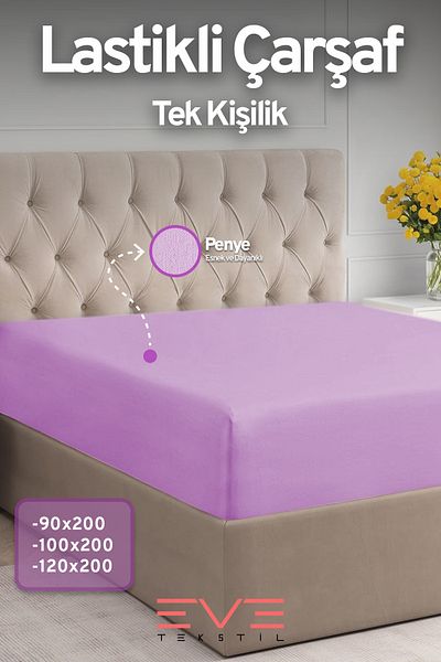 Eve Tekstil Fitted High Quality Combed Cotton Fabric Single Fitted Sheet