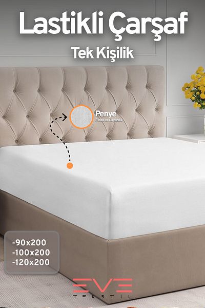 Eve Tekstil Fitted High Quality Combed Cotton Fabric Single Fitted Sheet