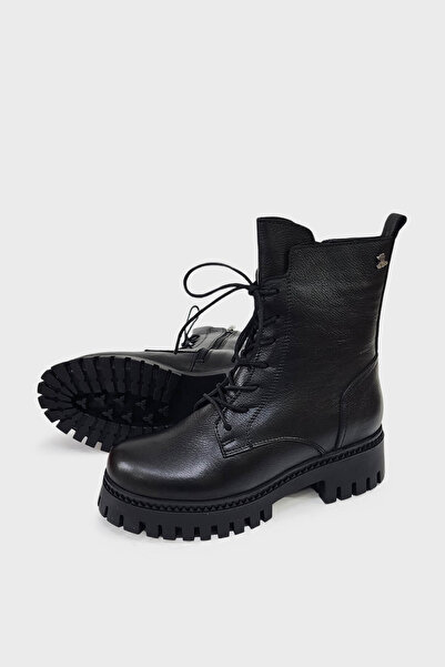 Venüs 2251811 Kürklü Siyah Deri Bot  - Venüs