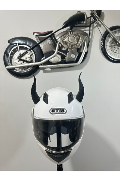 Butik Motor & Motosiklet Siyah Uzun Şeytan Boynuzu Kask Dış Aksesuar