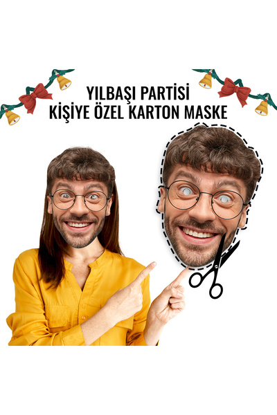 heryerehediye Yeni Yıl Partisi Kalın Karton Yüz Maskesi 10 Adet (KULLANIMA HA...
