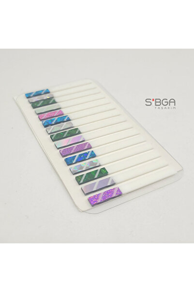 sibga tasarım Simli İnce Şerit Şeffaf Renkli Postit Post-it Post It. Kitap Ayracı Ayraç Postit Sticker 225 Yaprak