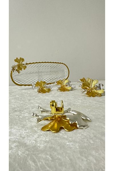 USD HOME 6-Piece Butterfly Accessory Glass Holder Compatible with All Service Presentation Plates