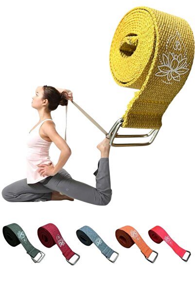 REMEGE Yoga Kemeri  - Yoga Germe Kayışı - Lotus Baskılı Yoga Kemeri 180 Cm Çi...