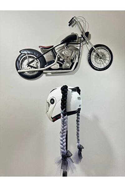 Butik Motor & Motosiklet Gri Ombreli Çift Örgü Saç Kask Dış Aksesuar