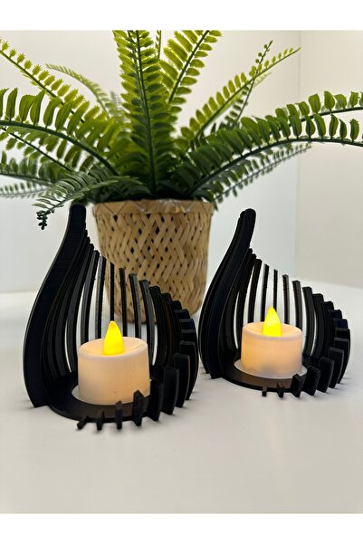 Butik 3d Baskı Siyah Damla Şeklinde Mumluk