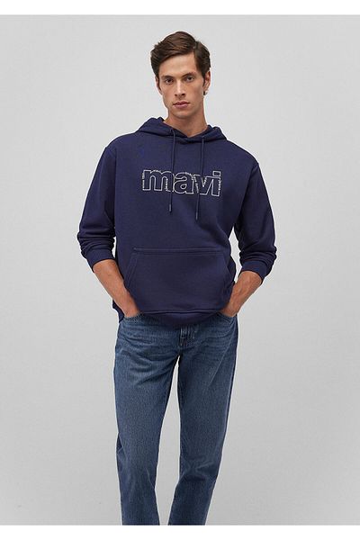 Mavi Marineblaues Sweatshirt mit Logo-Print 0s10196-84371