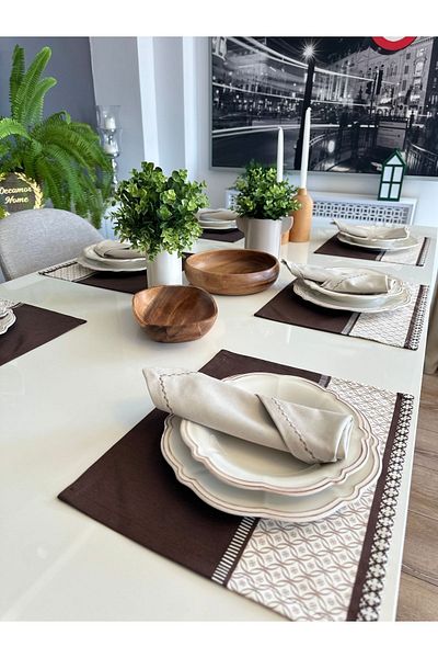 Decamor home 6 броя, устойчиви на петна, кафяви, американски сервиз