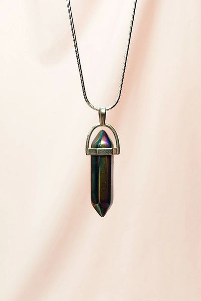 Royaleks Natural Hematite Stone Chain Necklace - Designed, 3.5 cm Length, 20 cm Chain Box