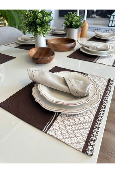 Decamor home 6 броя, устойчиви на петна, кафяви, американски сервиз