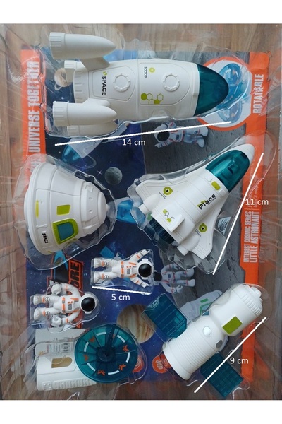OYUNCAKSAHİLİ Uzay Mekiği Ay Aracı Uydu Astronot Kırılmaz Figür 7li Bilim Füze Roket Seti Hareketli Uydu Anteni