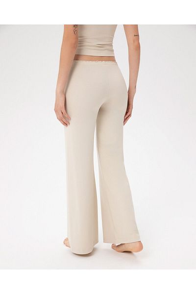 Ayma Active Γυναικείες πιτζάμες Viscose Flare - Μακρύ Κρεμ Παντελόνι
