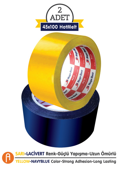 Nuga Bant 2'Li Koli Bandı Seti - Sarı ve Lacivert - 45mm.x100m. - Güçlü Yapış...
