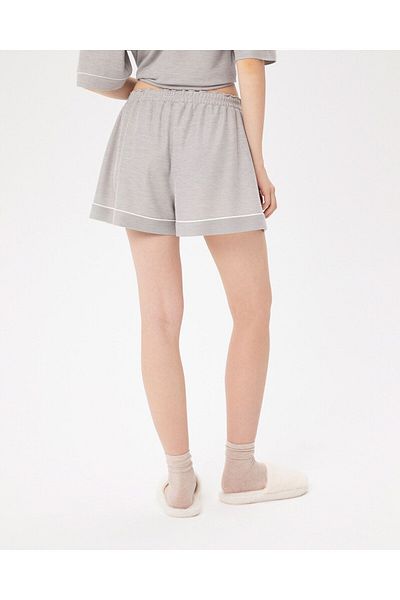 Ayma Active Gray Viscous Women's Pajama Shorts - Elastic and Piping