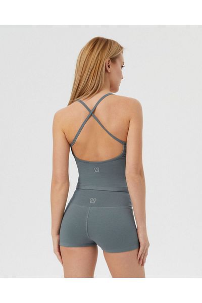 Ayma Active Tricou cu bretele încrucișate pentru femei, albastru gri