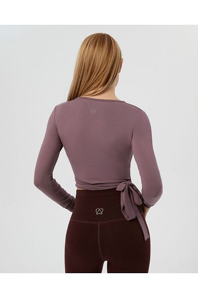 Ayma Active Λιλά Wrap Waist Crop Μπλούζα