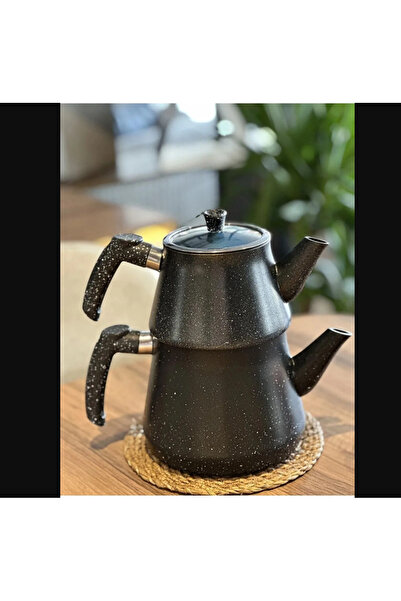 YıldırımKitchen Granit Çaydanlık Takımı Bakalit Kulp (Siyah)