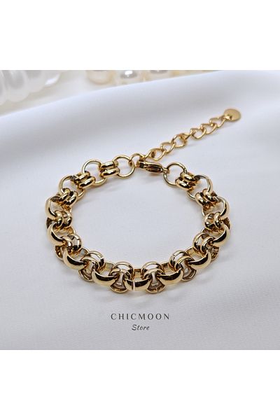 CHICMOON STORE Steel Gold Color Link Chain Bracelet