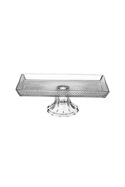Dania Stoned rectangular glass serving plate with base 27*14 cm