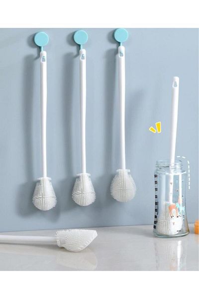 Bunyon White Silicone Baby Bottle Washing Brush - Long Handle, Cleaning Bottle Jar, 1Pcs