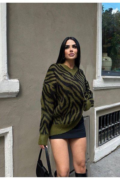 LB Laluna Butik Γυναικείο πλεκτό πουλόβερ με σχέδια