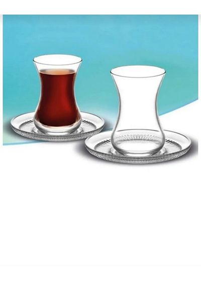 OKALİNA Lava Bouquet Tea Set for 6 People (6 Pieces Plate, 6 Pieces Cup)