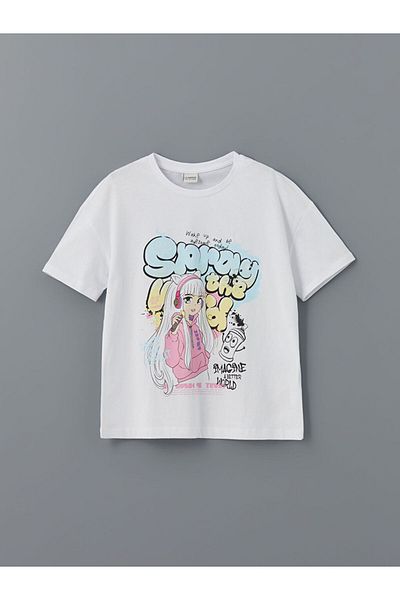 LC Waikiki Tricou pentru fetiță cu imprimeu anime LCW Kids Crew Neck