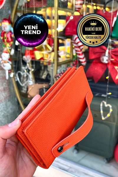 CüzCan Πορτοφόλι Unisex από γνήσιο δέρμα Montana Orange Hand Snap