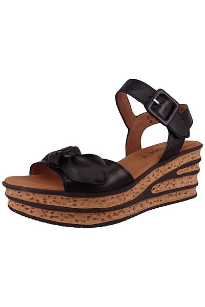 GABOR Damen Komfort Sandalen Keil F-weite 44.653 Schwarz 27 Schwarz Leder