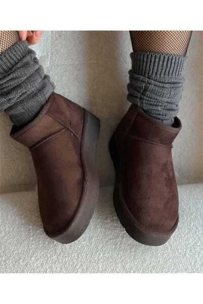 CICIKIZ Гіркий кавовий колір, хутряна підкладка, черевики на товстій підошві