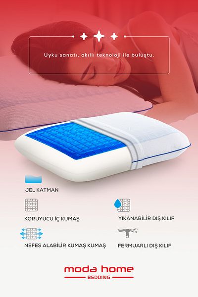 moda home bedding 2 Pieces Visco Cooler Anti-Sweat Gel Pillow, Orthopedic Gel Pillow (with Replacement Case Gift)