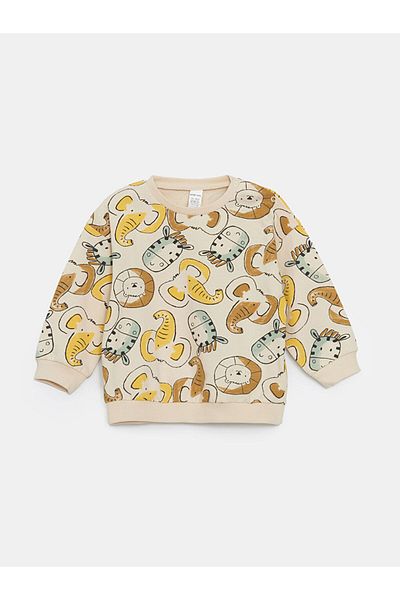 LC Waikiki Crew Neck Printed Sweatshirt and Sweatpants for Baby Boy - Set of 2