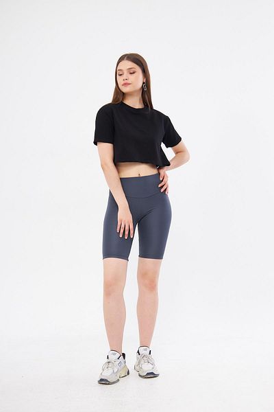 leela Pantaloni scurți de motociclist gri Leggings - Curea lată și țesătură Diver