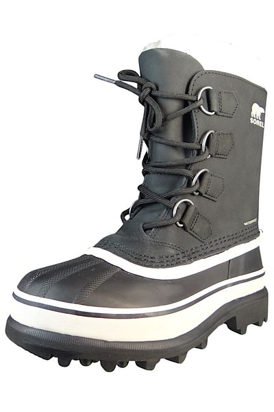 Sorel Damen Stiefel Stiefel Winterschuhe Caribou WP 1003812 Schwarz 011 Black Stone Leder mit Sorel AeroT