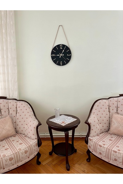 Can Vista Home Ahşap Hasır İpli Dekoratif Duvar Saati