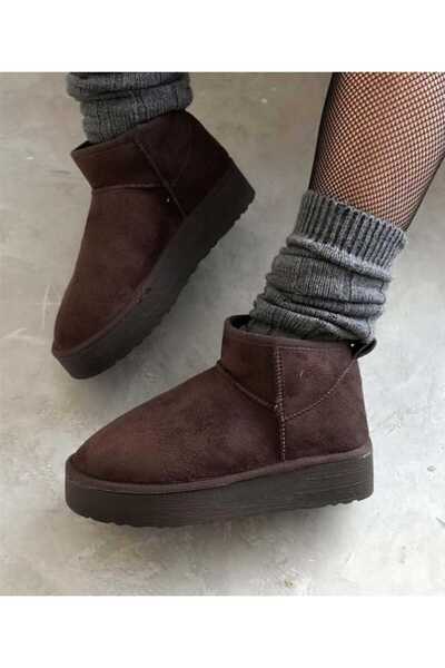 CICIKIZ Μπότες με χοντρή σόλα με γούνα σε καφέ χρώμα