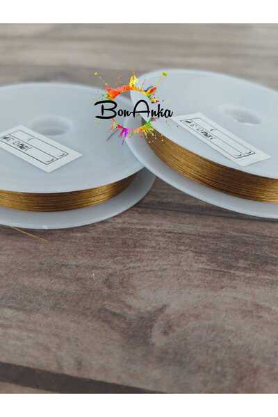 Bonanka 0,30 mm Koyu Altın Renk, 40-50 Metre Çelik Tel, Boncuk Teli, Hayalet ...