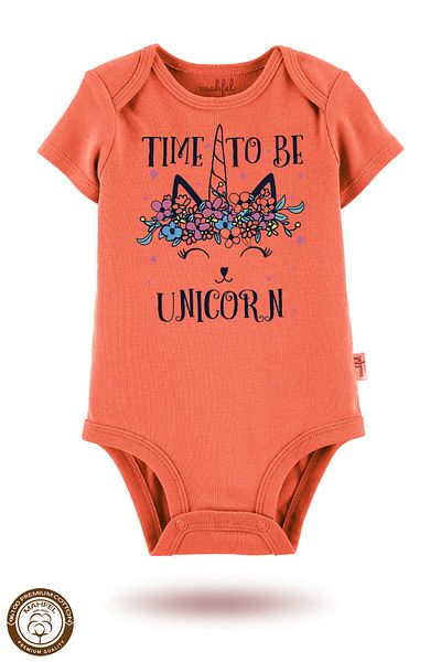 MAHFEL 2-Piece 100% Cotton Organic Printed Snap Fastener Baby Bodysuit