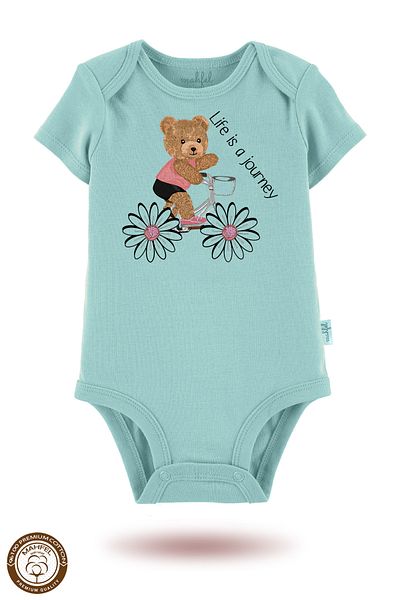 MAHFEL 2-Piece 100% Cotton Organic Printed Snap Fastener Baby Bodysuit