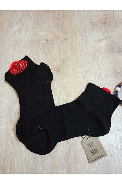 ENEFENDİ Памучни чорапи без шевове с аромат на роза, от ликра, черни дамски чорапи 36-40