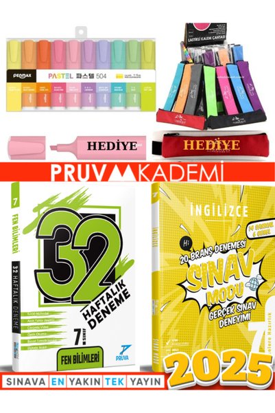 Pruva Akademi 7. SINIF FEN 32 HAFTALIK DENEME + 7. SINIF İNGİLİZCE BRANŞ DENE...